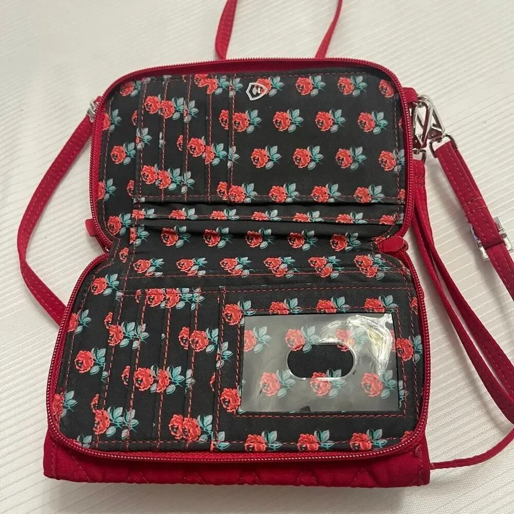 Vera Bradley RFID Wallet Crossbody Tango Red Handbag